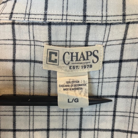 Chaps Mens Plaid Short Sleeve Button Up Shirt Size L G Cotton - Picture 6 of 7